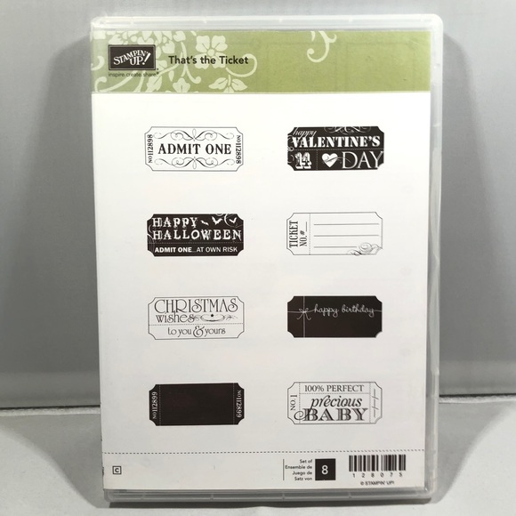 Stampin’ Up! THAT’S THE TICKET Stamps Set (8 stamps) Item 128075 - Picture 1 of 3